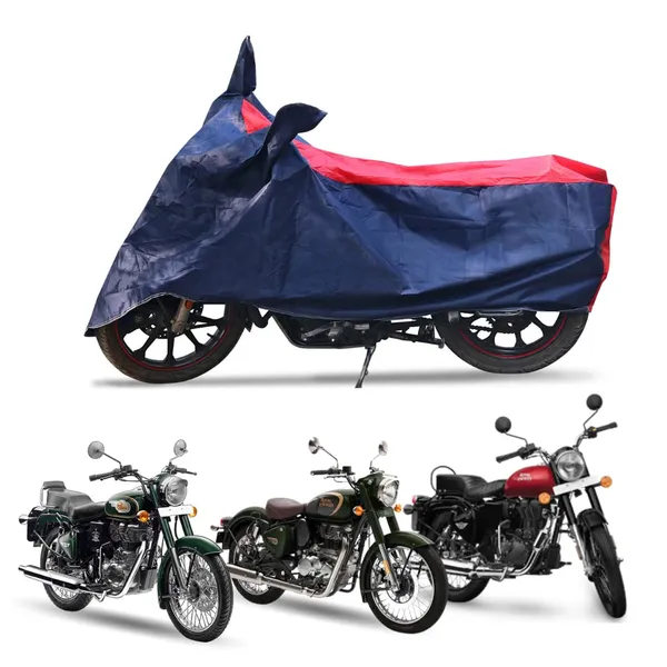 Grandbiker_Bike_Cover_-_RE_Classic_350_|_Water_Resistant_|_Dust_and_Heat_Protection_|Mirror_Pockets_|_5-Thread_Interlock_Stitching_|_Motorcycle_Cover_(Blue/Red)