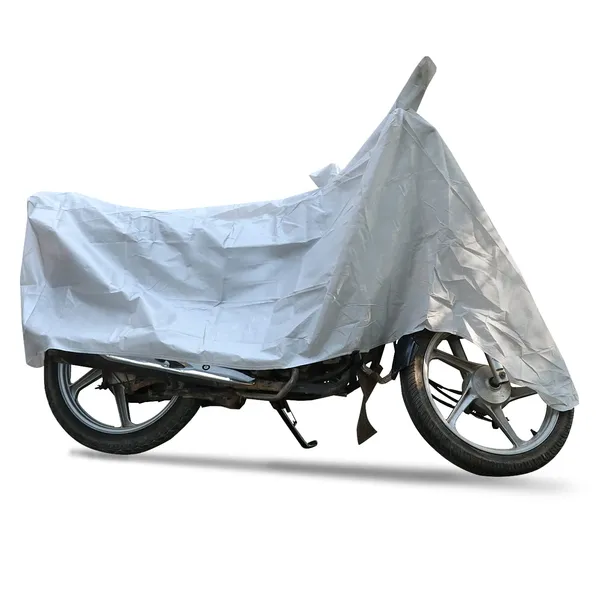 Grandbiker_Bike_Cover_for_Splendor_-_Water_Resistant_Dust_and_Heat_Protection_|Mirror_Pockets_|_5-Thread_Interlock_Stitching_|_Motorcycle_Cover_(Silver)