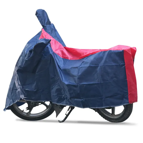 Grandbiker_Bike_Cover_for_Splendor_-_Water_Resistant_Dust_and_Heat_Protection_|Mirror_Pockets_|_5-Thread_Interlock_Stitching_|_Motorcycle_Cover_(Blue/Red)
