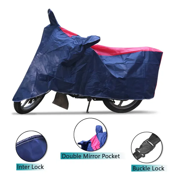 Grandbiker_Bike_Cover_for_Splendor_-_Water_Resistant_Dust_and_Heat_Protection_|Mirror_Pockets_|_5-Thread_Interlock_Stitching_|_Motorcycle_Cover_(Blue/Red)