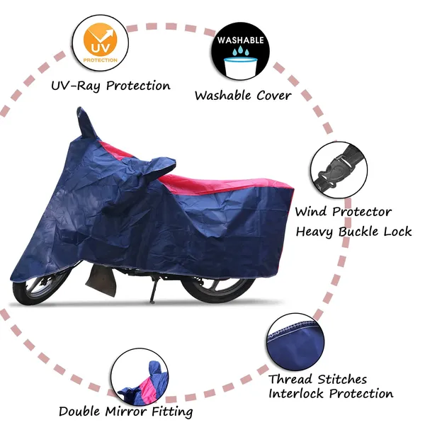 Grandbiker_Bike_Cover_for_Splendor_-_Water_Resistant_Dust_and_Heat_Protection_|Mirror_Pockets_|_5-Thread_Interlock_Stitching_|_Motorcycle_Cover_(Blue/Red)