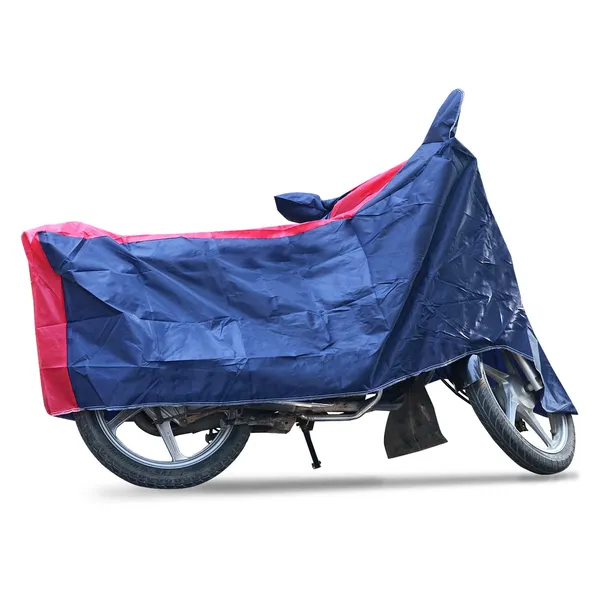 Grandbiker_Bike_Cover_for_Splendor_-_Water_Resistant_Dust_and_Heat_Protection_|Mirror_Pockets_|_5-Thread_Interlock_Stitching_|_Motorcycle_Cover_(Blue/Red)