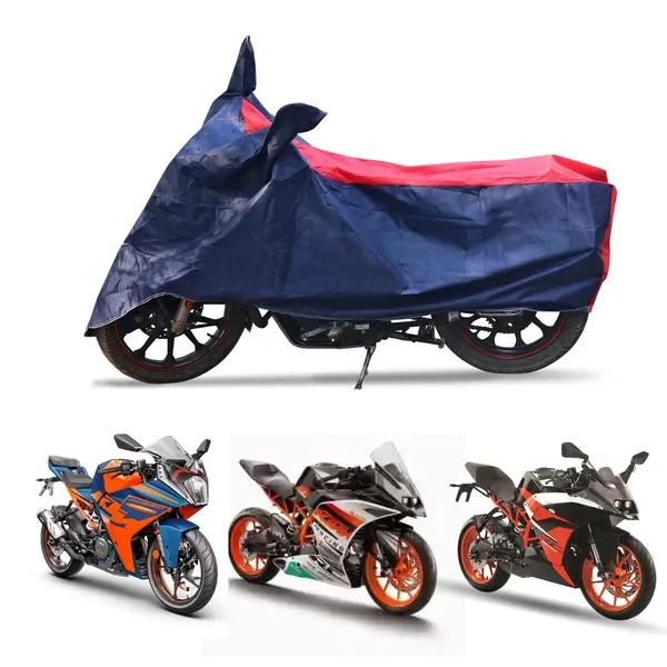 Grandbiker_Bike_Cover_for_KTM_RC_-_Water_Resistant_Dust_and_Heat_Protection_|Mirror_Pockets_|_5-Thread_Interlock_Stitching_|_Motorcycle_Cover_(Blue/Red)
