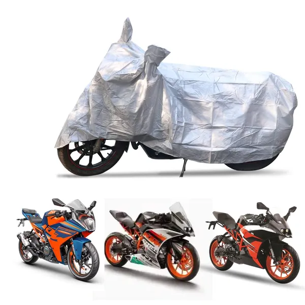 Grandbiker_Bike_Cover_for_KTM_RC_-_Water_Resistant_Dust_and_Heat_Protection_|Mirror_Pockets_|_5-Thread_Interlock_Stitching_|_Motorcycle_Cover_(Silver)