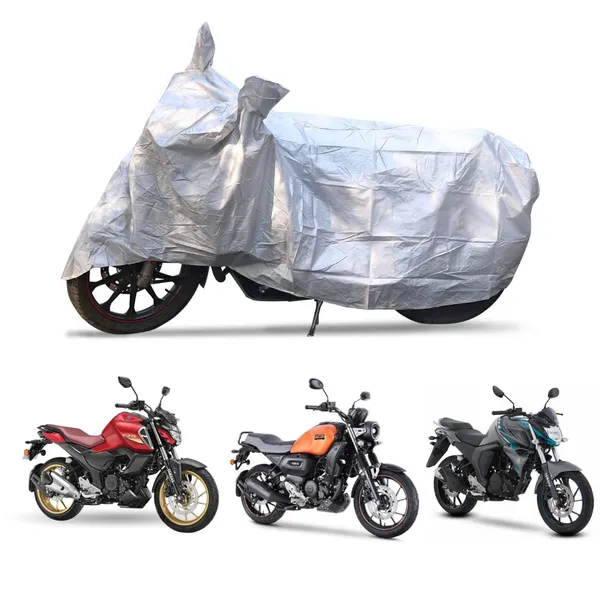 Grandbiker_Bike_Cover_for_FZ_-_Water_Resistant_Dust_and_Heat_Protection_|Mirror_Pockets_|_5-Thread_Interlock_Stitching_|_Motorcycle_Cover_(Silver)