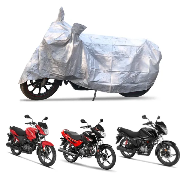 Grandbiker_Bike_Cover_for_Hero_Glamour_-_Water_Resistant_Dust_and_Heat_Protection_|Mirror_Pockets_|_5-Thread_Interlock_Stitching_|_Motorcycle_Cover_(Silver)