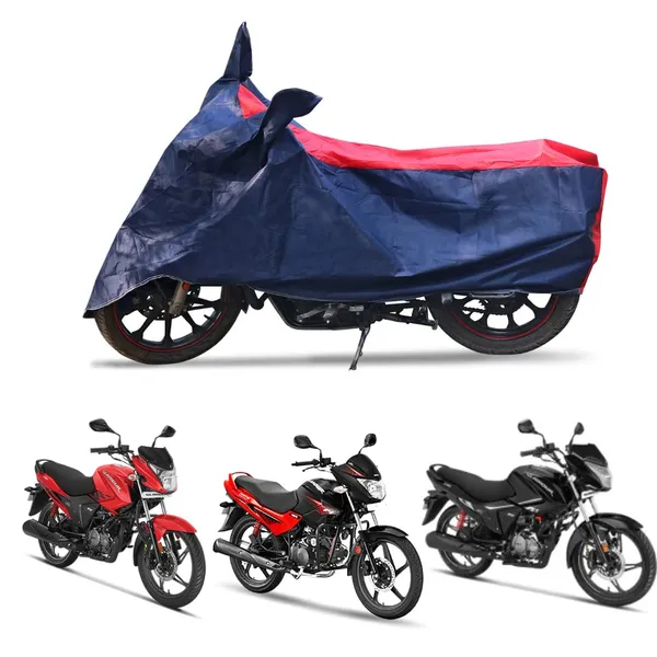 Grandbiker_Bike_Cover_for_Hero_Glamour_-_Water_Resistant_Dust_and_Heat_Protection_|Mirror_Pockets_|_5-Thread_Interlock_Stitching_|_Motorcycle_Cover_(Blue/Red)