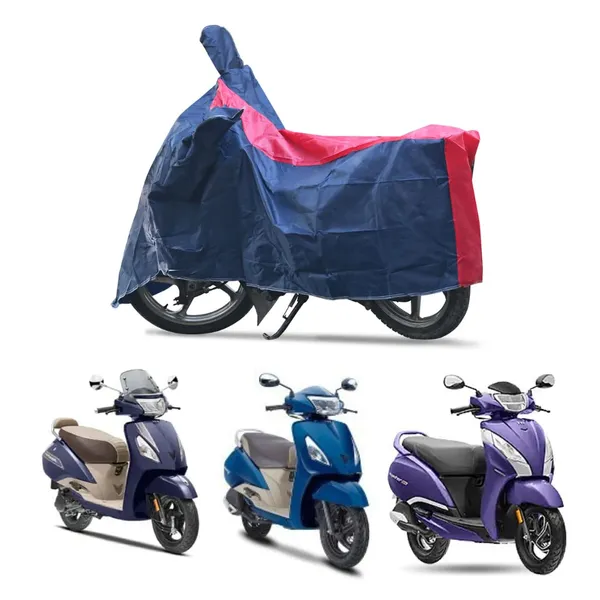 Grandbiker_Red/Blue_Scooty_Cover_-_TVS_Jupiter_|_Water_Resistant_|_Dust_and_Heat_Protection_|Mirror_Pockets_|_5-Thread_Interlock_Stitching_|_Scooter_Cover_(RED/Blue)