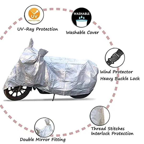 Grandbiker_Red/Blue_Scooty_Cover_-_Honda_Activa_5G_|_with_Storage_Bag_|_Dust_and_Heat_Protection_|_Stripe_Design_|_PU_Taffeta_|_Mirror_Pockets_|_Scooter_Cover_|_Stylish_Bike_Accessories_(Silver)
