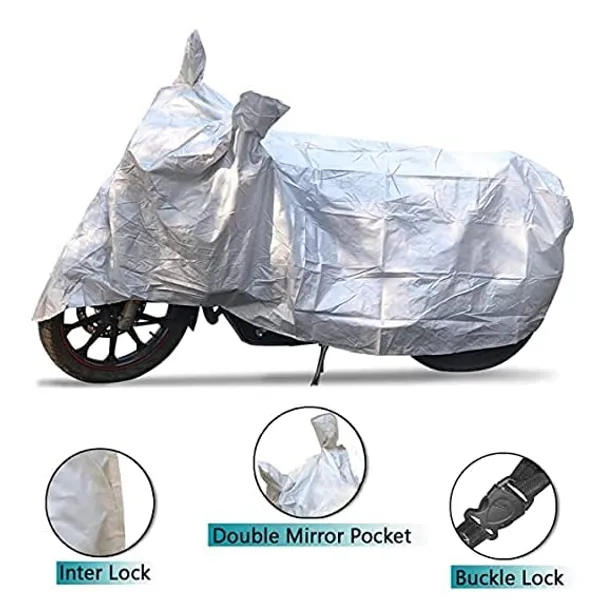 Grandbiker_Red/Blue_Scooty_Cover_-_Honda_Activa_5G_|_with_Storage_Bag_|_Dust_and_Heat_Protection_|_Stripe_Design_|_PU_Taffeta_|_Mirror_Pockets_|_Scooter_Cover_|_Stylish_Bike_Accessories_(Silver)