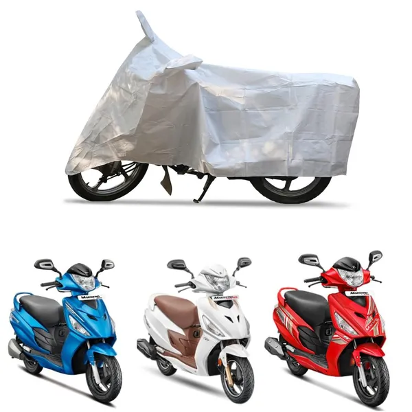 Grandbiker_Red/Blue_Scooty_Cover_-_Weather_Protection_Sporty_ARC_Bike_Cover_for_Hero_Maestro_Edge_(Silver)