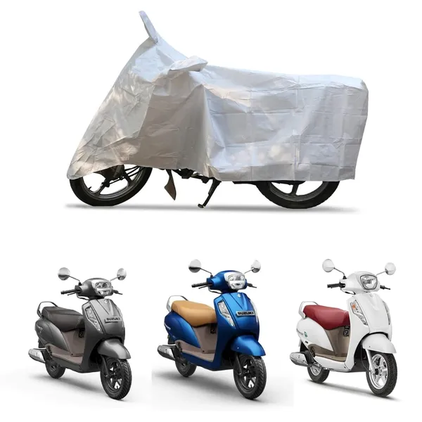 Grandbiker_Red/Blue_Scooty_Cover_-_Suzuki_Access_125_|_with_Storage_Bag_|_Dust_and_Heat_Protection_|_Stripe_Design_|_PU_Taffeta_|_Mirror_Pockets_|_Scooter_Cover_|_Stylish_Bike_Accessories_(RED/Blue)