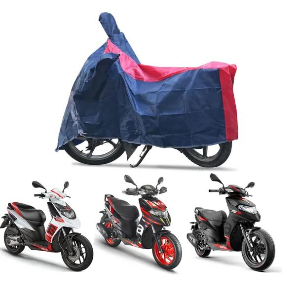 Grandbiker_Red/Blue_Scooty_Cover_-_Aprilia_SR_150_|_with_Storage_Bag_|_Dust_and_Heat_Protection_|_Stripe_Design_|_PU_Taffeta_|_Mirror_Pockets_|_Scooter_Cover_(RED/Blue)
