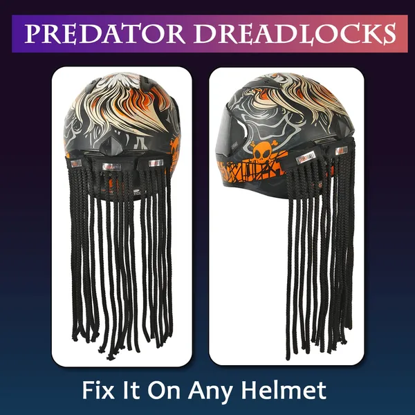 Grandbiker_Polyester_Universal_Design_Predator_Dreadlocks/Add-On_Hair_Attachment_for_Rider_Helmet,_Black_and_Neon_9_Mm_Predator_with_18_Hair_Length_(Helmet_Not_Included),_Cycling