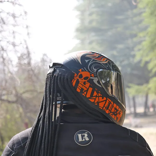 Grandbiker_Polyester_Universal_Design_Predator_Dreadlocks/Add-On_Hair_Attachment_for_Rider_Helmet,_Black_and_Neon_9_Mm_Predator_with_18_Hair_Length_(Helmet_Not_Included),_Cycling
