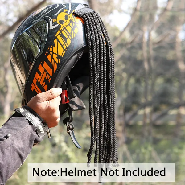 Grandbiker_Polyester_Universal_Design_Predator_Dreadlocks/Add-On_Hair_Attachment_for_Rider_Helmet,_Black_and_Neon_9_Mm_Predator_with_18_Hair_Length_(Helmet_Not_Included),_Cycling