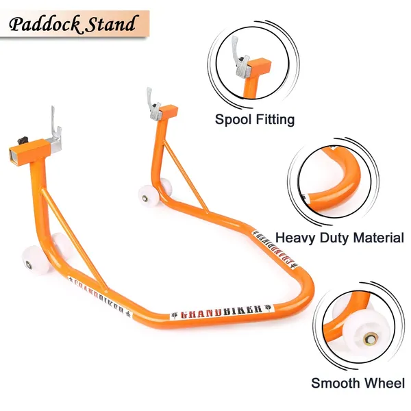 Grandbiker_Universal_Rear_Paddock_Stand_with_Spool_Lifting_Holders_and_Swingarm_Spools_Paddock_Stand_Bobbins_(M10,_Orange)