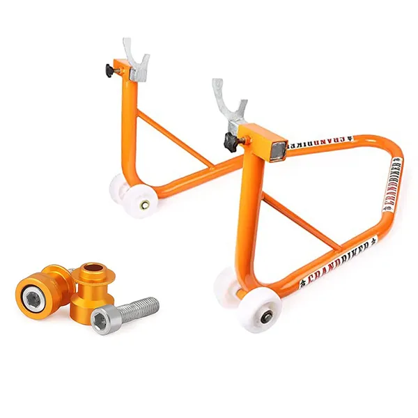 Grandbiker_Universal_Rear_Paddock_Stand_with_Spool_Lifting_Holders_and_Swingarm_Spools_Paddock_Stand_Bobbins_(M10,_Orange)