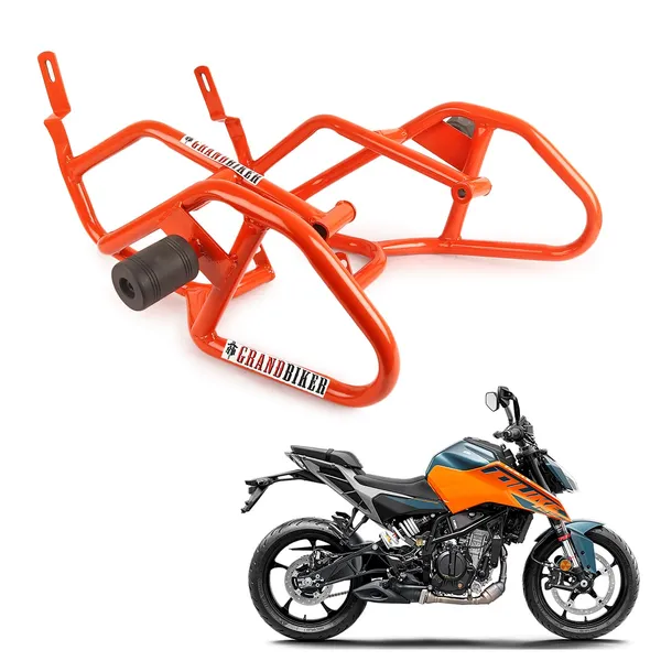 Grandbiker_Heavy_Quality_Metal_Crash_Guard_with_Slider_Compatible_for_Duke_125,_250,_390_(BS4)_Orange