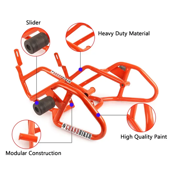 Grandbiker_Heavy_Quality_Metal_Crash_Guard_with_Slider_Compatible_for_Duke_125,_250,_390_(BS4)_Orange
