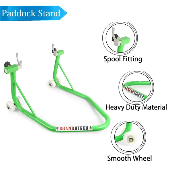 Grandbiker_Universal_Rear_Paddock_Stand_With_Spool_Lifting_Holders_(Green)