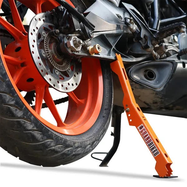 Grandbiker_Moto_Jack_for_Bike_Chain_Maintenance,_Cleaning,_Puncture_Check_Assistance,Portable_&_Adjustable_Jack_for_RC_390_(Orange)