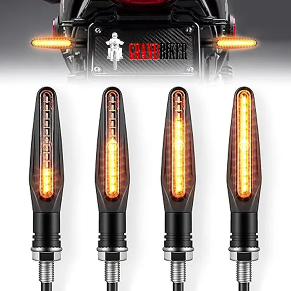 Grandbiker_Original_Waterproof_Flexible_Rubber_9_Led_K.T.M_Style_Indicators_SMD_High_Bright_Universal_for_All_Bikes_Models_Turn_Signal_Lights_Motorcycle_Amber,_Set_of_4_(Yellow)