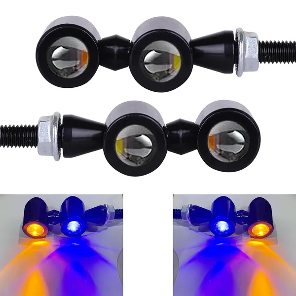 Grandbiker_Mini_Jet_Twins_Aluminum_Bullet_Shape_Turn_Signal_Lights_Indicator_lights_Double_Color_Universal_for_All_Bikes_Models_Turn_Signal_Lights_Motorcycle_Indicator_Light_(Set_Of_2)_(Blue/Orange)