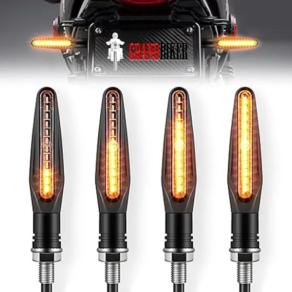 Grandbiker_Original_Waterproof_Flexible_Rubber_9_Led_K.T.M_Style_Indicators_SMD_High_Bright_Universal_for_All_Bikes_Models_Turn_Signal_Lights_Motorcycle_Amber,_Set_of_4_(Orange)