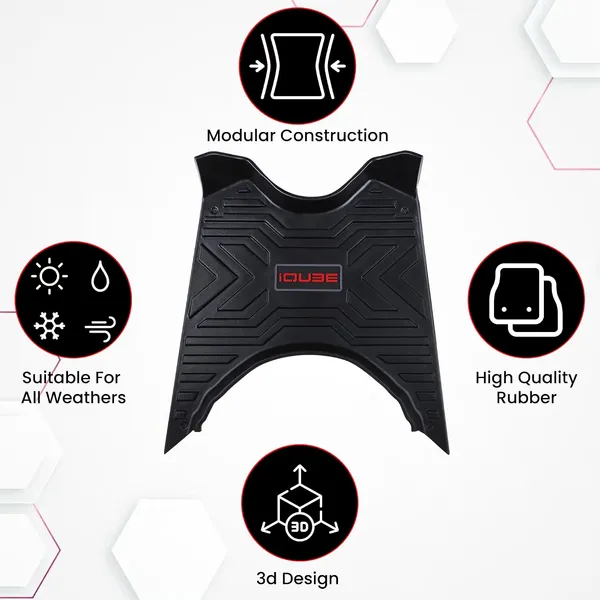 Grandbiker_iQube_Heavy_Duty_Foot_Mat,_Black,_42_x_43_cm,_Thermoplastic_Elastomer_(TPE),_Compatible_for_iQube