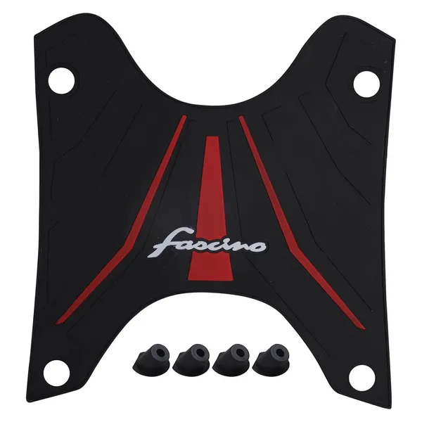 Grandbiker_PVC_Rubber_Floormat/Footmat_Durable_|_Anti-Slip_|_Easy_to_Clean_Compatible_for_Fascino_125_BS6_(Black_&_Red)_(2)