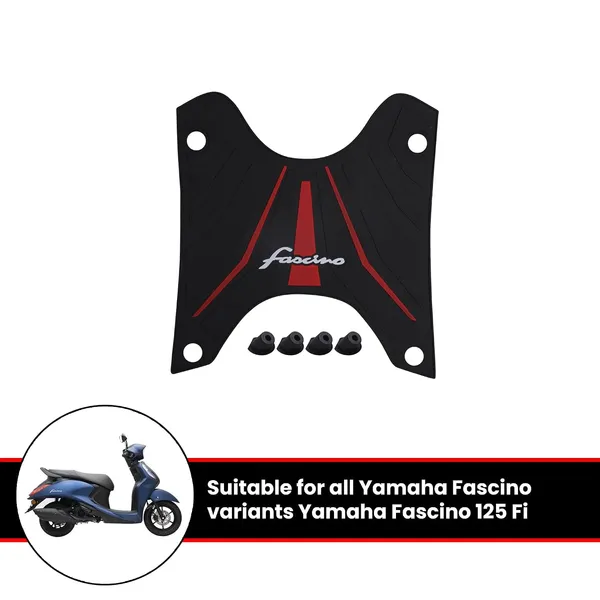 Grandbiker_PVC_Rubber_Floormat/Footmat_Durable_|_Anti-Slip_|_Easy_to_Clean_Compatible_for_Fascino_125_BS6_(Black_&_Red)_(2)