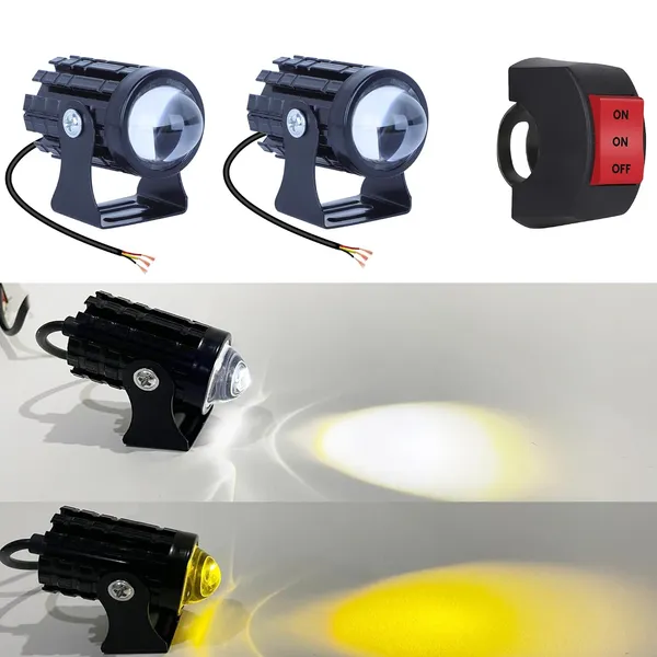 Grandbiker_Universal_Original_Dc_Power_18W_Mini_Gun_Driving_Fog_LED_Light_For_All_Models_Of_Motorcycle,Bikes,Scooters,Projector_Yellow&White_2_Month_Warranty_(Pack_Of_2)