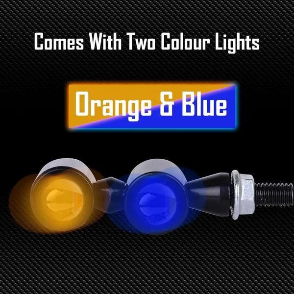 Grandbiker_Mini_Jet_Twins_Aluminum_Bullet_Shape_Turn_Signal_Lights_Indicator_lights_Double_Color_Universal_for_All_Bikes_Models_Turn_Signal_Lights_Motorcycle_Indicator_Light_Set_Of_2_(Blue/Orange)