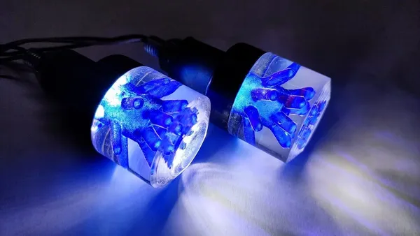 Grandbiker_Crystal_Tree_Handle_Bar_LED_Side_Weights_Handle_Grip_End_Indicator_Light_Universal_for_All_Bikes_Models_Set_Of_2_(Blue)