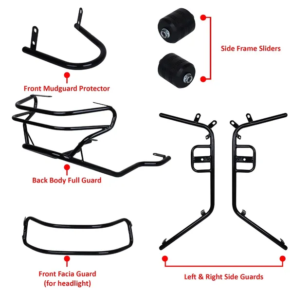 Grandbiker_Scooty_Rear&Front_Crash_Guard_with_Frame_Slider_Leg_Guard/Leg_Guard_Compatible_with_Rizta_(2-Crash_Guard_with_Slider_Rizta)