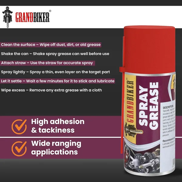 Grandbiker®_Liquid_Grease_Spray_I_High_Viscous_I_Lubricates_I_Frees_Sticky_Mechanism_I_Reduces_Squeaky_Noise_I_Long_Lasting_Protection_from_Rust_and_Corrosion_150ML_(White)