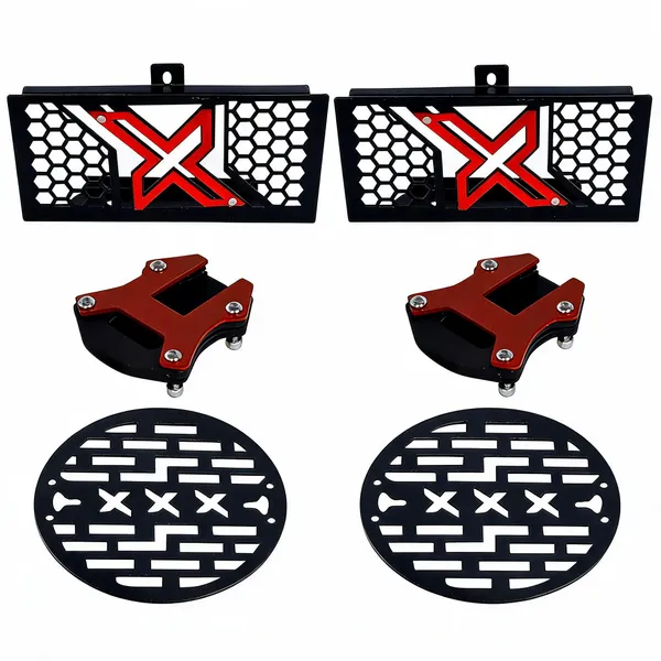 Grandbiker_Xpulse_Combo_3_Pcs_Radiator_Guard_with_Headlight_Grill,Side_Stand_for_Xpulse_200_4V_BS6_(REV-Combo_kit-Xpulse)_-_Pack_of_2