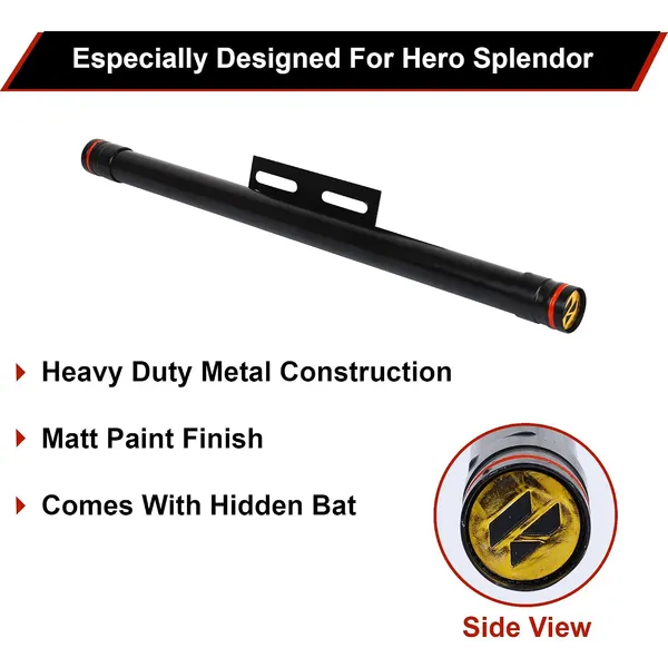 Grandbiker®_Bike_Heavy_Duty_Single_Rod_Open_Engine_Leg_Guard/Legguard_Crash_Safety_Bar_Bat_Black_Compatible_with_Super_Splendor_(01)