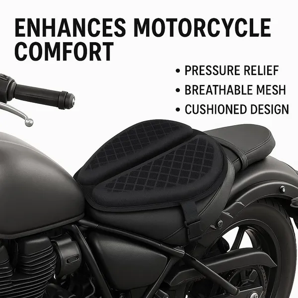 Grandbiker®_Gel_Air_Seat_Cushion_|_3D_Honeycomb_Gel_Structure_Cover_for_Long_Rides_|_Detachable_Cover_|_Lumbar_Support_|_Breathable_|_Durable_Design_for_Hunter_350_(1)