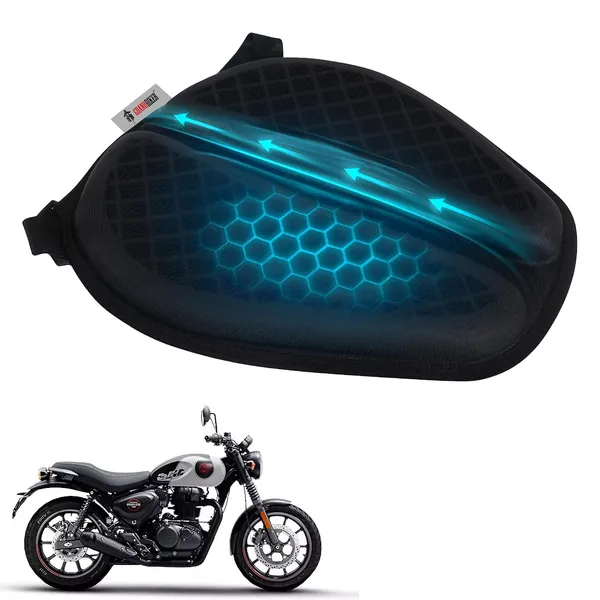 Grandbiker®_Gel_Air_Seat_Cushion_|_3D_Honeycomb_Gel_Structure_Cover_for_Long_Rides_|_Detachable_Cover_|_Lumbar_Support_|_Breathable_|_Durable_Design_for_Hunter_350_(1)