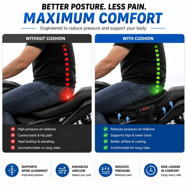 Grandbiker®_Gel_Air_Seat_Cushion_|_3D_Honeycomb_Gel_Structure_Cover_for_Long_Rides_|_Detachable_Cover_|_Lumbar_Support_|_Breathable_|_Durable_Design_for_Meteor_350_(1)