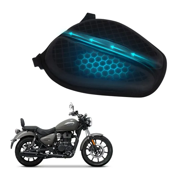 Grandbiker®_Gel_Air_Seat_Cushion_|_3D_Honeycomb_Gel_Structure_Cover_for_Long_Rides_|_Detachable_Cover_|_Lumbar_Support_|_Breathable_|_Durable_Design_for_Meteor_350_(1)