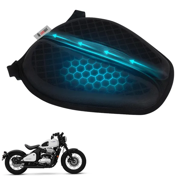 Grandbiker®_Gel_Air_Seat_Cushion_|_3D_Honeycomb_Gel_Structure_Cover_for_Long_Rides_|_Detachable_Cover_|_Lumbar_Support_|_Breathable_|_Durable_Design_for_J.a.w.a_42_Bobber