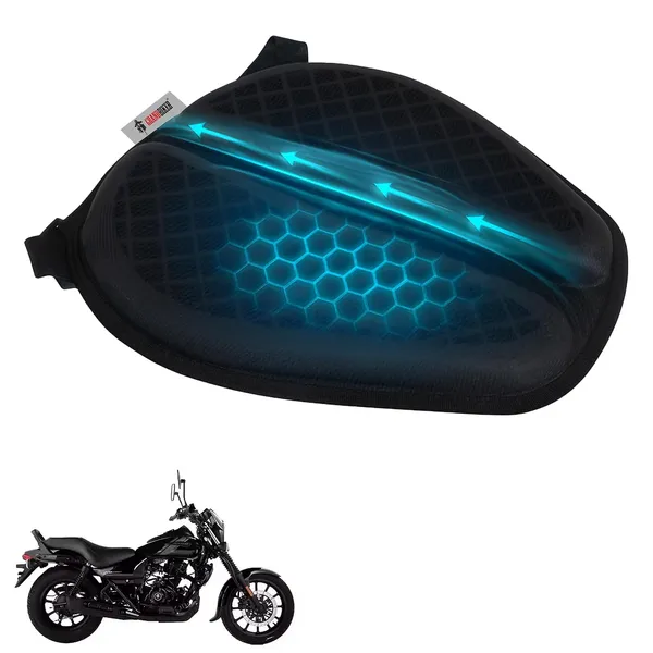 Grandbiker®_Gel_Air_Seat_Cushion_|_3D_Honeycomb_Gel_Structure_Cover_for_Long_Rides_|_Detachable_Cover_|_Lumbar_Support_|_Breathable_|_Durable_Design_for_Avenger