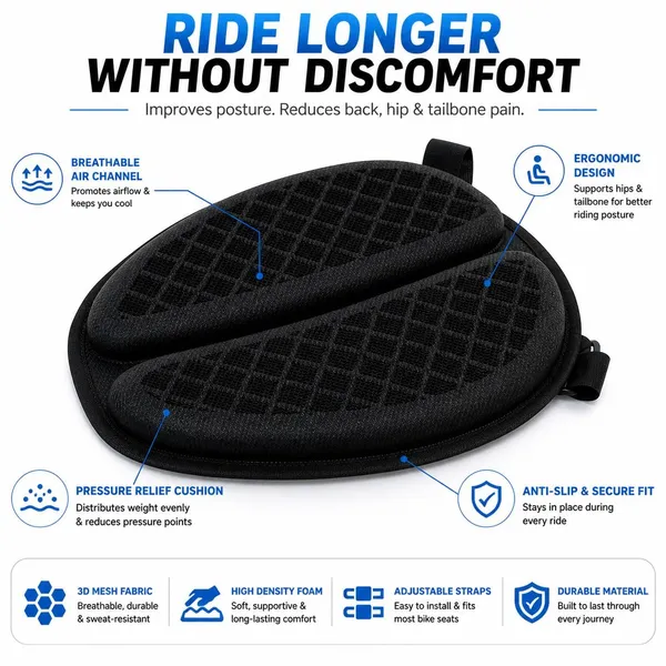 Grandbiker®_Gel_Air_Seat_Cushion_|_3D_Honeycomb_Gel_Structure_Cover_for_Long_Rides_|_Detachable_Cover_|_Lumbar_Support_|_Breathable_|_Durable_Design_for_J.a.w.a_Perak