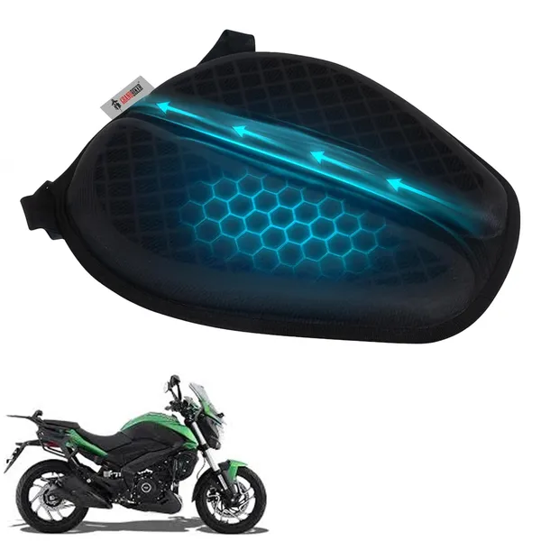 Grandbiker®_Gel_Air_Seat_Cushion_|_3D_Honeycomb_Gel_Structure_Cover_for_Long_Rides_|_Detachable_Cover_|_Lumbar_Support_|_Breathable_|_Durable_Design_for_Dominar_400