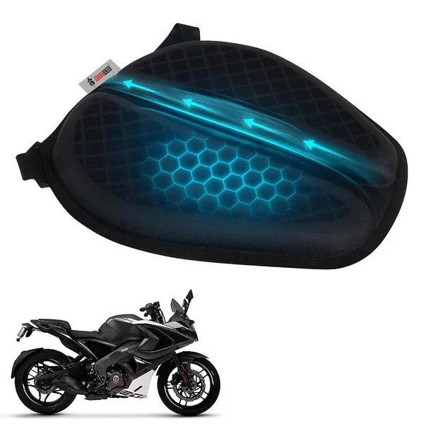 Grandbiker®_Gel_Air_Seat_Cushion_|_3D_Honeycomb_Gel_Structure_Cover_for_Long_Rides_|_Detachable_Cover_|_Lumbar_Support_|_Breathable_|_Durable_Design_for_RS_200