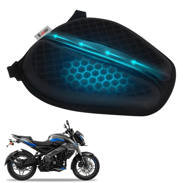 Grandbiker®_Gel_Air_Seat_Cushion_|_3D_Honeycomb_Gel_Structure_Cover_for_Long_Rides_|_Detachable_Cover_|_Lumbar_Support_|_Breathable_|_Durable_Design_for_Pulsar_NS200
