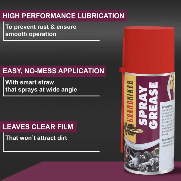Grandbiker®_Liquid_Grease_Spray_I_High_Viscous_I_Lubricates_I_Frees_Sticky_Mechanism_I_Reduces_Squeaky_Noise_I_Long_Lasting_Protection_from_Rust_and_Corrosion_150ML_(Black)